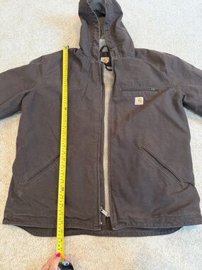 Carhartt Canvas Dark Brown Sherpa Lined & Hooded Duck Jacket